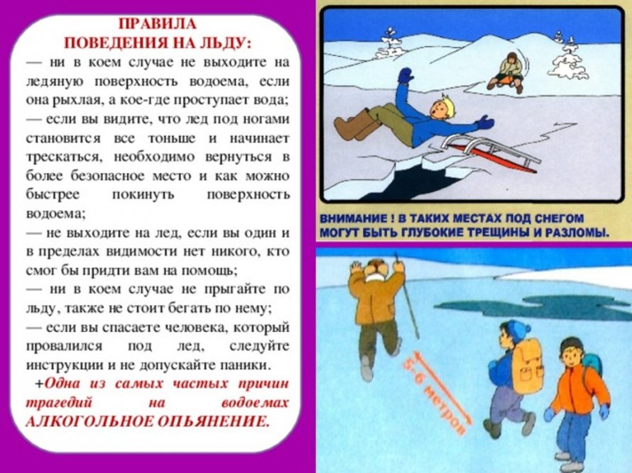 В тахих местах под снегом могут быть глубокие трещины и разломы