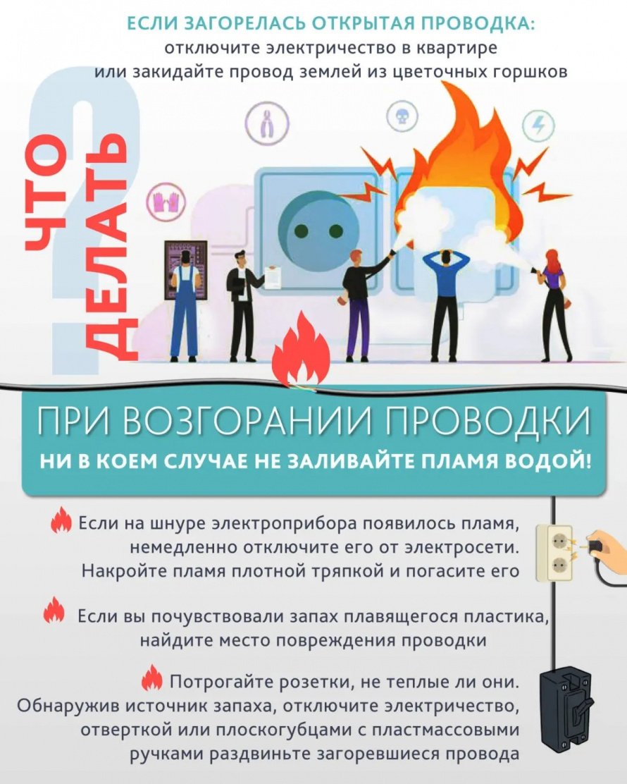 При возгорании проводки